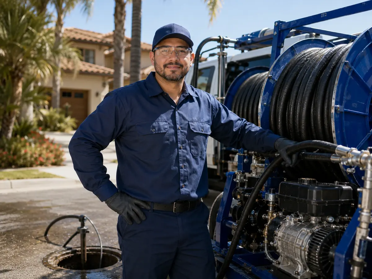 Hydro jet sewer cleaning in Ramona